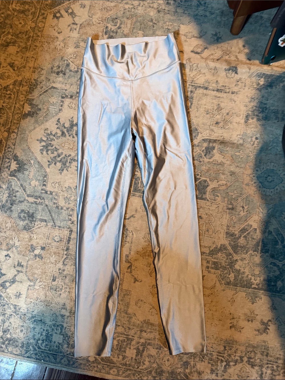 NWOT VSX High-Waist glossy tech Leggings in Light Silver